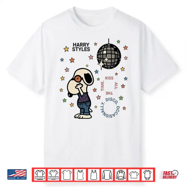 Harry Styles Snoopy Kiss All The Time Disco Ball Shirt