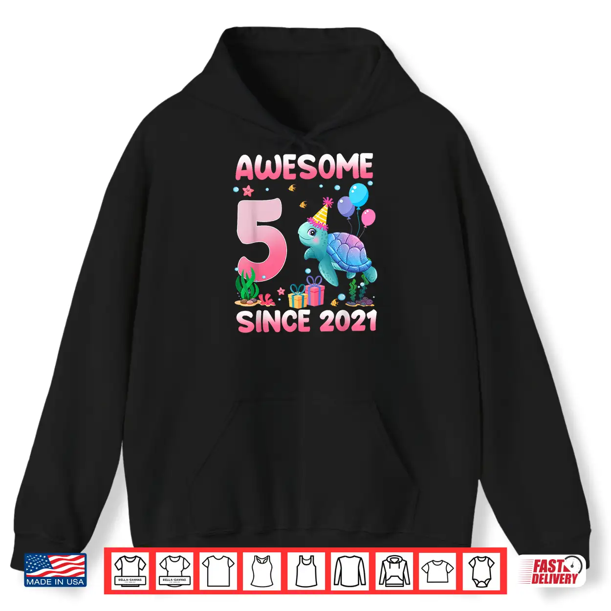 Awesome Since 2021 5 Year Old Birthday Sea Turtle Lover Shirt Awesome Since 2021 5 Year Old Birthday Sea Turtle Lover Shirt