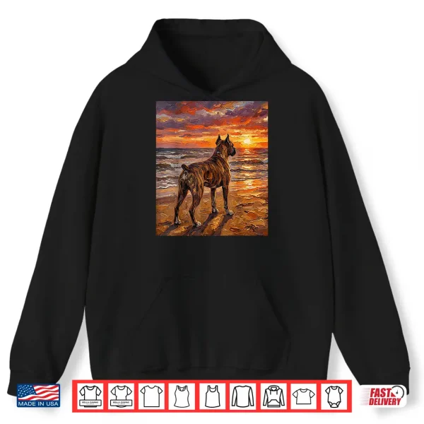 Brindle Boxer At A Sunset Beach Dog Artwork Shirt 1 Hoodie Brindle Boxer At A Sunset Beach Dog Artwork Shirt