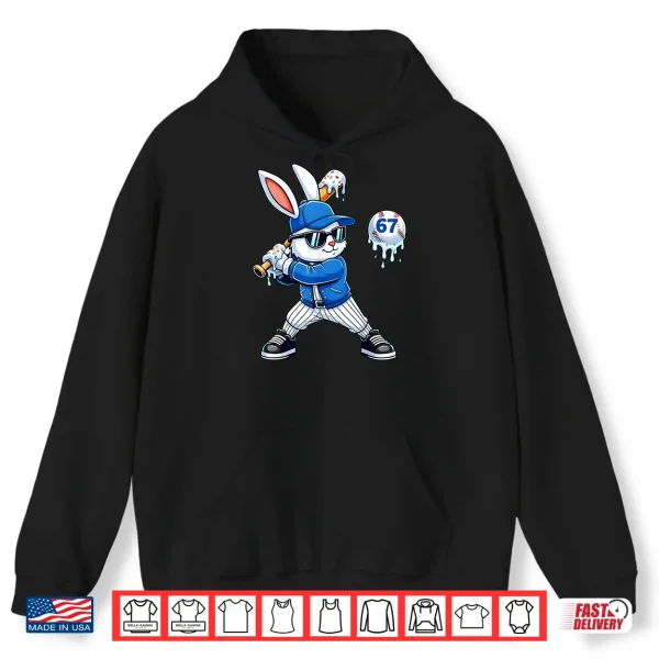 Hoodie Funny Dripping Drip Baseball Rabbit Bunny Easter Men Boy Kid Shirt
