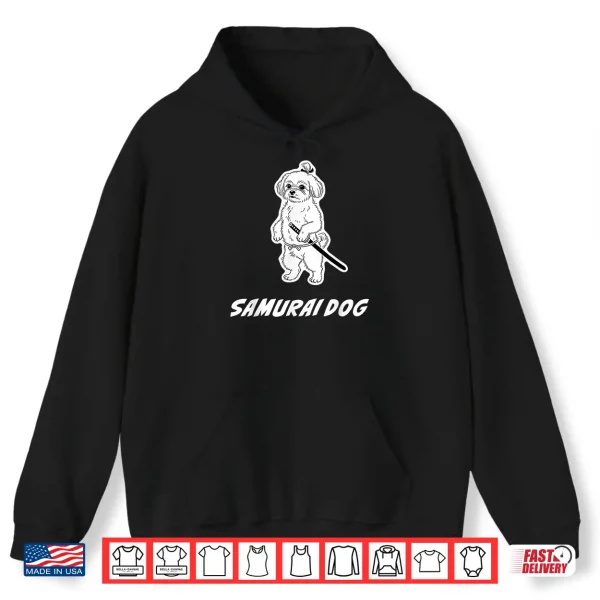 Hoodie Samurai Maltese Katana Warrior Dog Artistic Shirt
