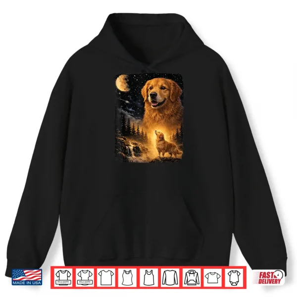 Hoodie Vintage 90S Golden Retriever Howling At The Moon Dog Lover Shirt