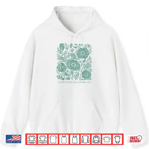 Hoodie Vintage Botanical Latin Phrase Floral Design Shirt