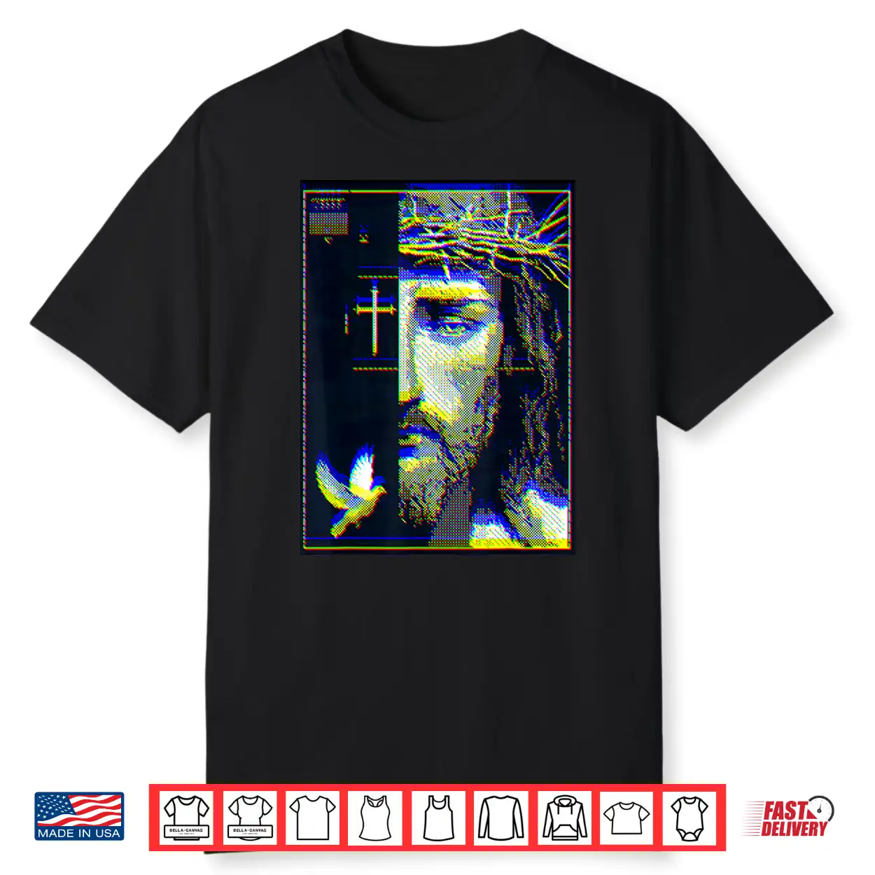 Jesus Christ Glitch Dove Crucifix Streetwear Shirt Jesus Christ Glitch Dove Crucifix Streetwear Shirt