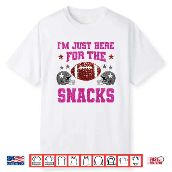 Just Here For The Snacks American Football Funny Women Kids Shirt
