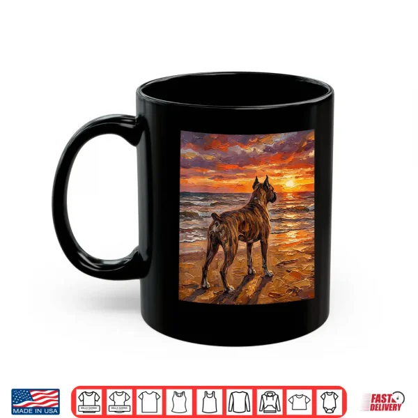 Brindle Boxer At A Sunset Beach Dog Artwork Shirt 3 Mug Brindle Boxer At A Sunset Beach Dog Artwork Shirt