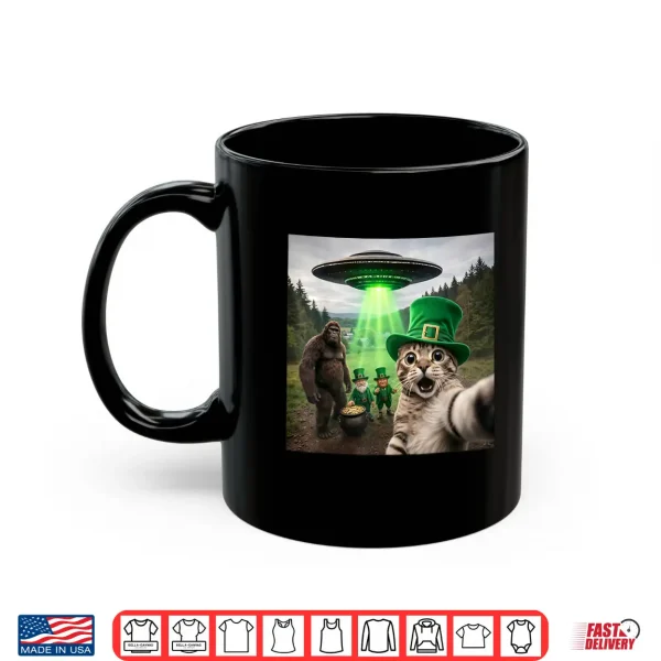 Festive Cat Selfie With Leprechaun Mythical Forest Shirt 3 Mug Festive Cat Selfie With Leprechaun Mythical Forest Shirt