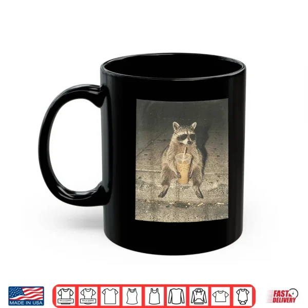 Funny Raccoon Drinking Iced Coffee Unhinged Meme Graphic Shirt 3 Mug Funny Raccoon Drinking Iced Coffee Unhinged Meme Graphic Shirt