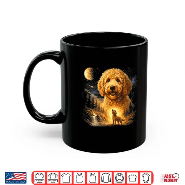 Mug Goldendoodle Howling To The Moon Vintage Mystical Dog Art Shirt