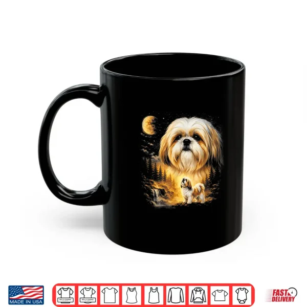 Mug Shih Tzu Howling To The Moon Vintage 90S Funny Dog Graphic Shirt