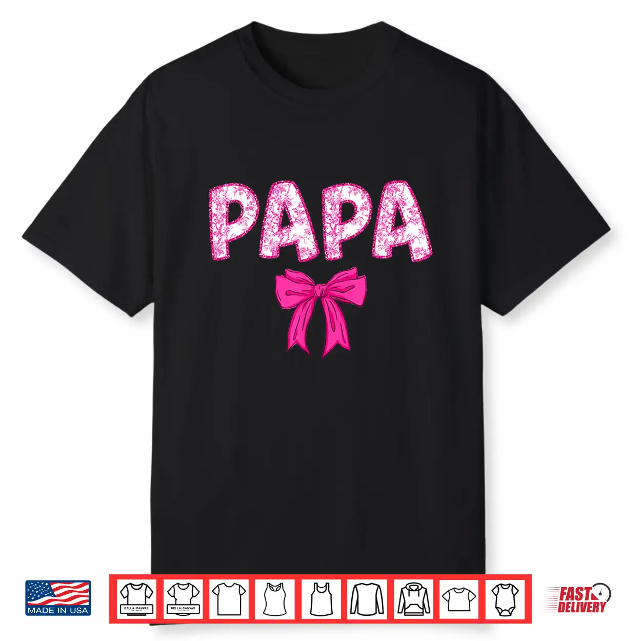 Papa Birthday Squad Matching Pink Bow Family Birthday Crew Shirt Papa Birthday Squad Matching Pink Bow Family Birthday Crew Shirt