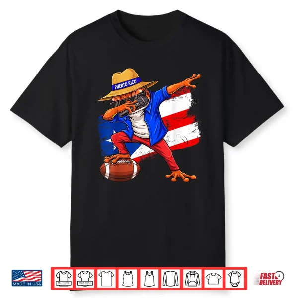 Puerto Rico Coqui Frog Dabbing Football Boricua Flag Funny Shirt