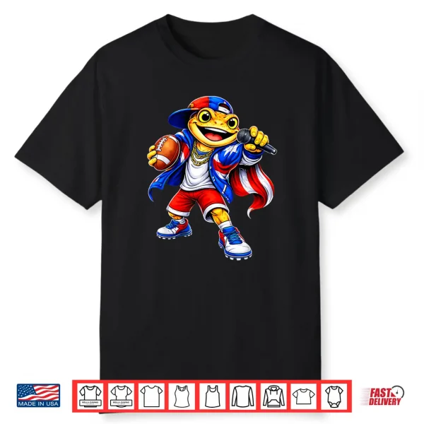 Puerto Rico Kids Girl Flag Music Coqui Frog Funny Football Shirt