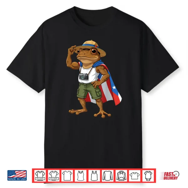 Rican Sapo Concho Coqui Frog Funny Puerto Rico Flag Hispanic Shirt