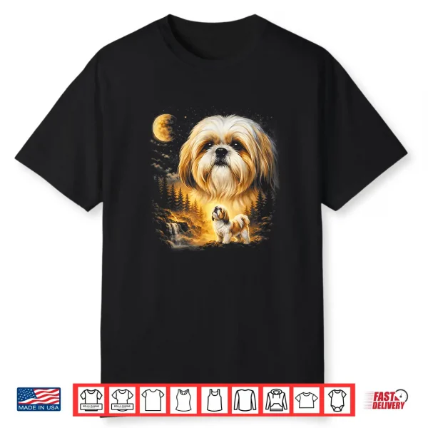Shih Tzu Howling To The Moon Vintage 90S Funny Dog Graphic Shirt