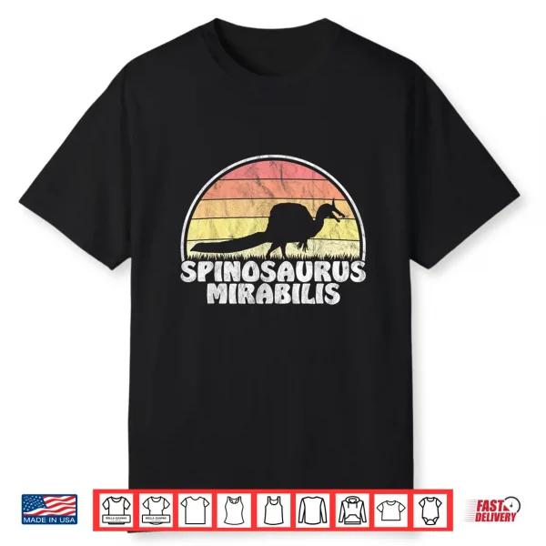 Spinosaurus Mirabilis Retro Dinosaur Distressed Graphic Shirt