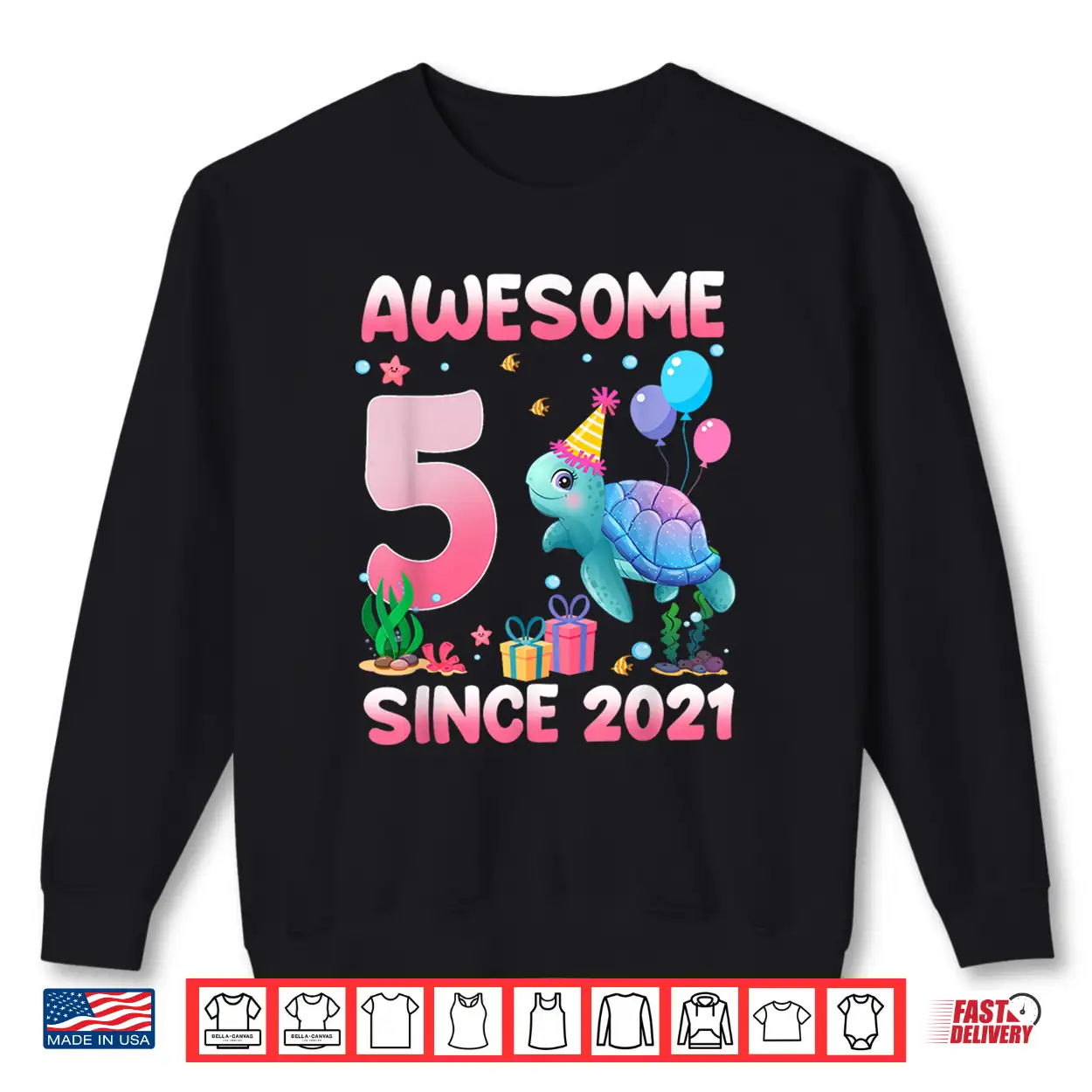 Awesome Since 2021 5 Year Old Birthday Sea Turtle Lover Shirt Awesome Since 2021 5 Year Old Birthday Sea Turtle Lover Shirt