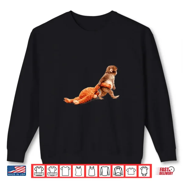 Sweatshirt Baby Monkey Named Punch With Stuffed Buddy Premium Tri Blend Shirt