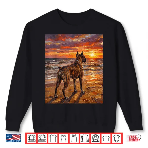 Brindle Boxer At A Sunset Beach Dog Artwork Shirt 2 Sweatshirt Brindle Boxer At A Sunset Beach Dog Artwork Shirt