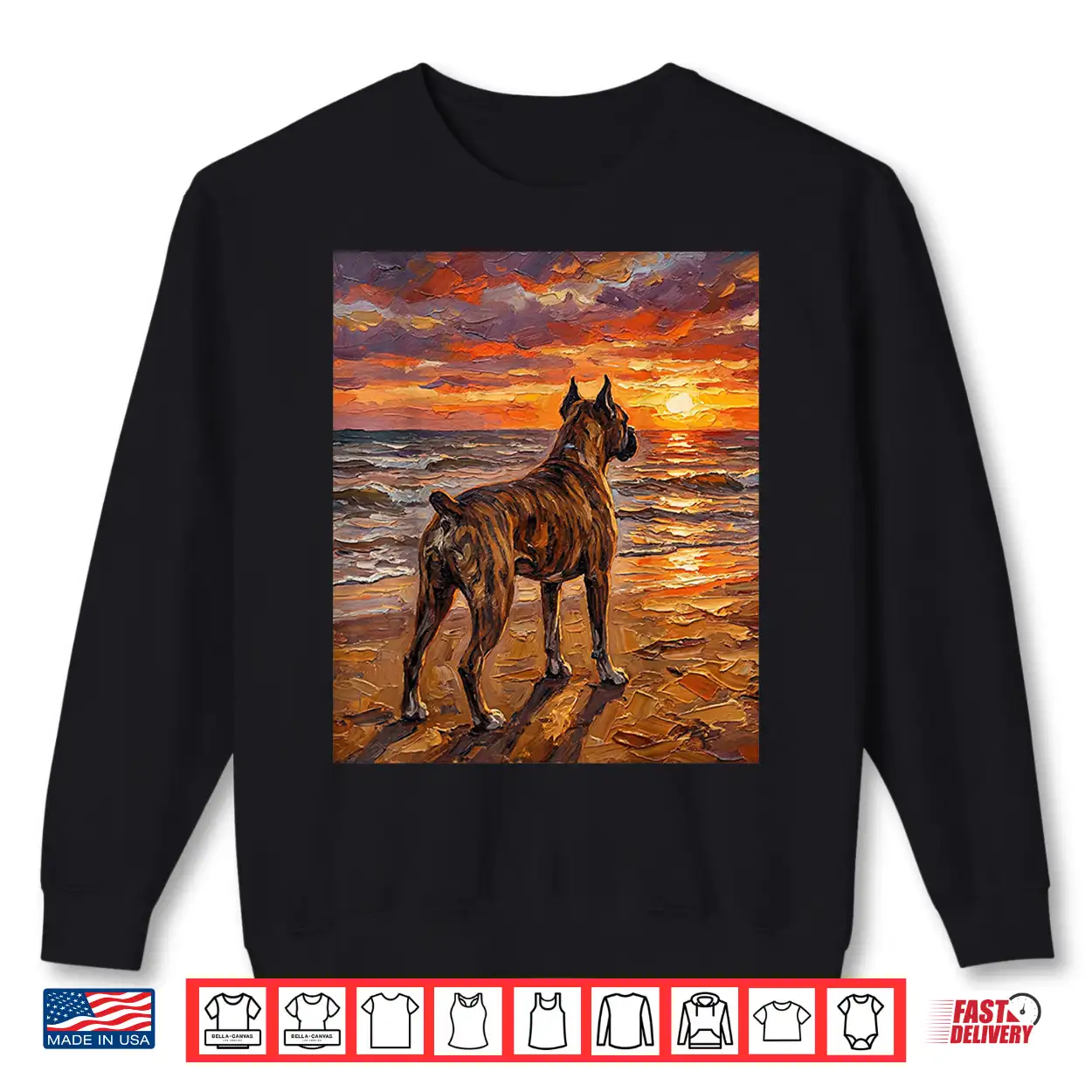 Brindle Boxer At A Sunset Beach Dog Artwork Shirt Brindle Boxer At A Sunset Beach Dog Artwork Shirt