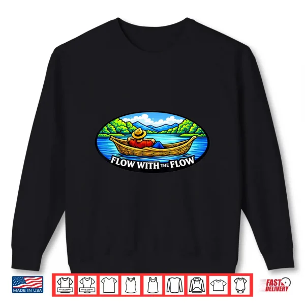 Sweatshirt Canoe Lake Nature Relaxing Outdoor Art Flow Tee Shirt