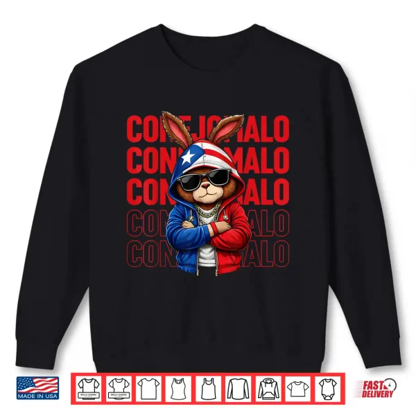 Sweatshirt Conejalo Bunny Puerto Rican Flag Gift For Men Boys Kids Shirt