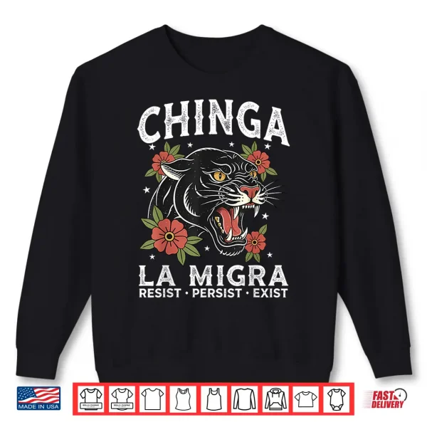 Fierce Chinga La Migra Jaguar Design Floral Shirt 2 Sweatshirt Fierce Chinga La Migra Jaguar Design Floral Shirt