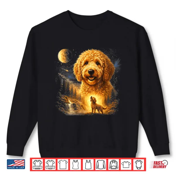 Goldendoodle Howling To The Moon Vintage Dog Art Shirt 2 Sweatshirt Goldendoodle Howling To The Moon Vintage Dog Art Shirt