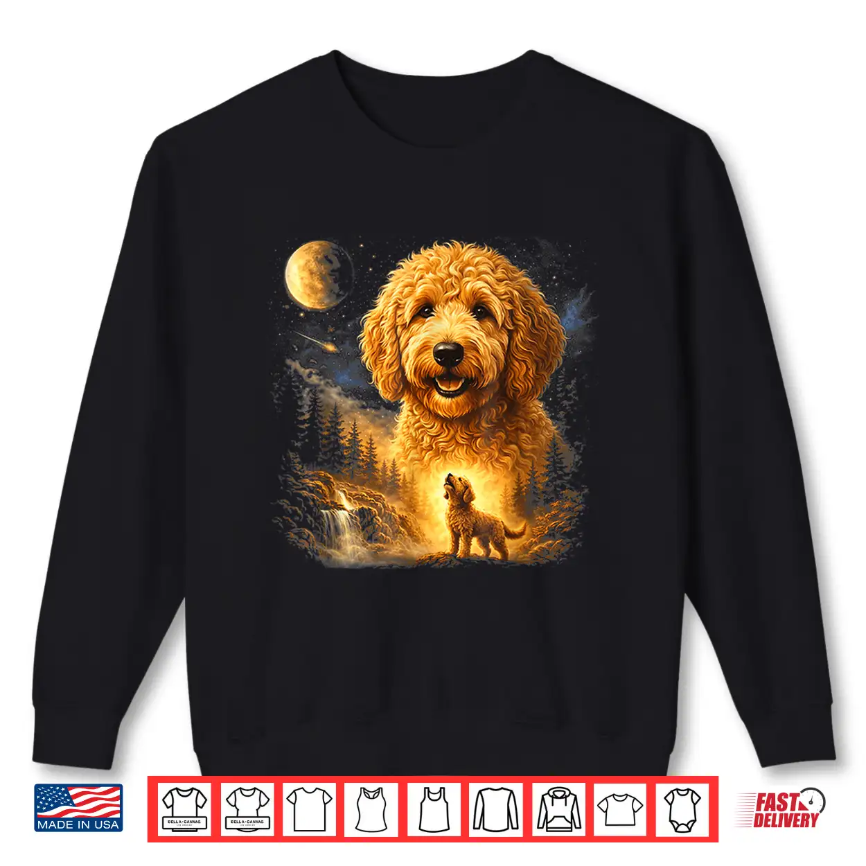 Goldendoodle Howling To The Moon Vintage Dog Art Shirt Goldendoodle Howling To The Moon Vintage Dog Art Shirt