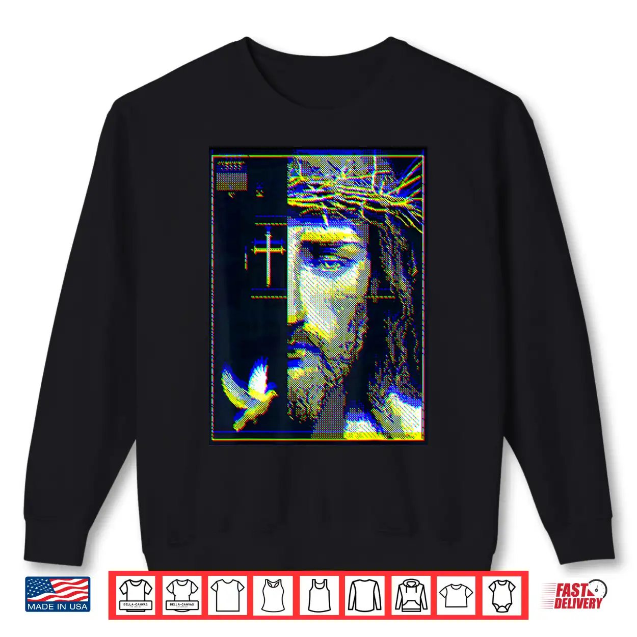 Jesus Christ Glitch Dove Crucifix Streetwear Shirt Jesus Christ Glitch Dove Crucifix Streetwear Shirt