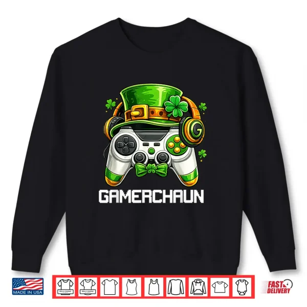Sweatshirt Leprechaun St Patricks Day Game Controller Gamer Boys Kids Shirt