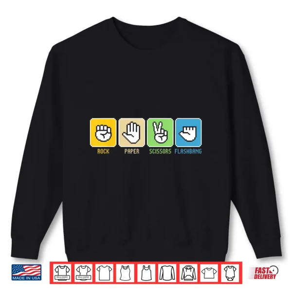 Sweatshirt Rock Paper Scissors Flashbang Gamer Vintage Meme Shirt