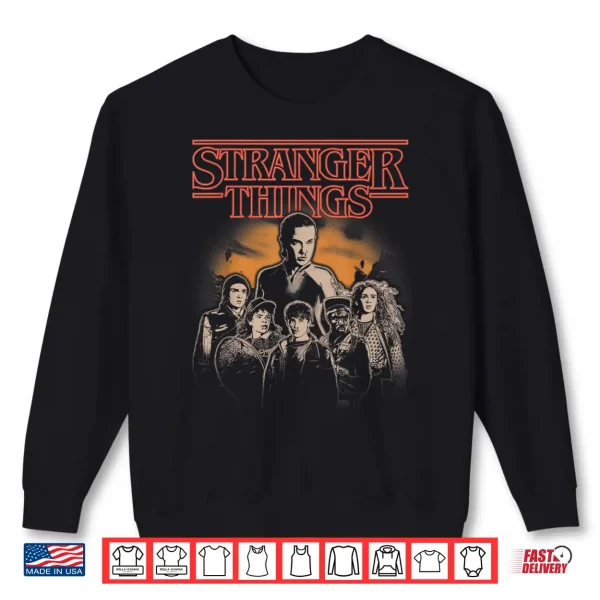 Sweatshirt Stranger Things Group Portrait Shot In Black And White Shirt