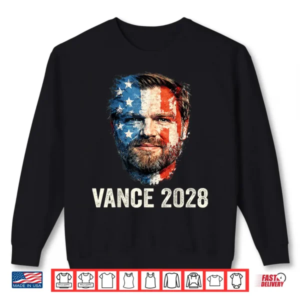 Sweatshirt Vance 2028 President 48 Us Flag Republican J.D. Vance Retro Shirt