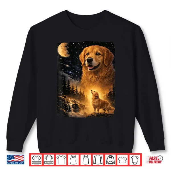Sweatshirt Vintage 90S Golden Retriever Howling At The Moon Dog Lover Shirt