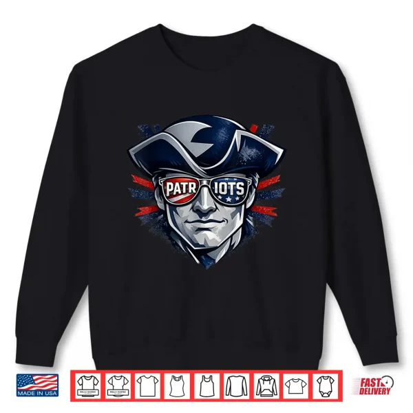 Sweatshirt Vintage Cool Face Sunglasses Patriot American Graphic Design Shirt