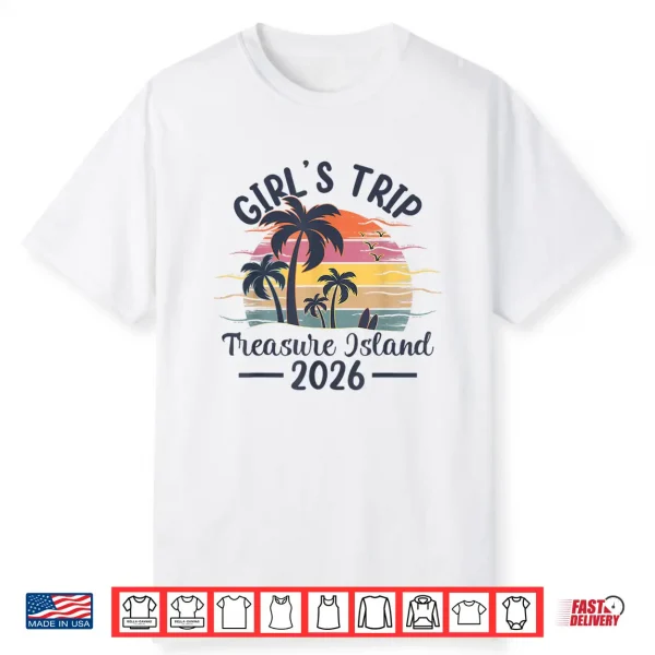 Treasure Island Girls Trip 2026 Vintage Sunset Summer Vibes Shirt
