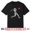 Valentines Day Baseball Batter Silhouette Heart Men Boy Kids Shirt