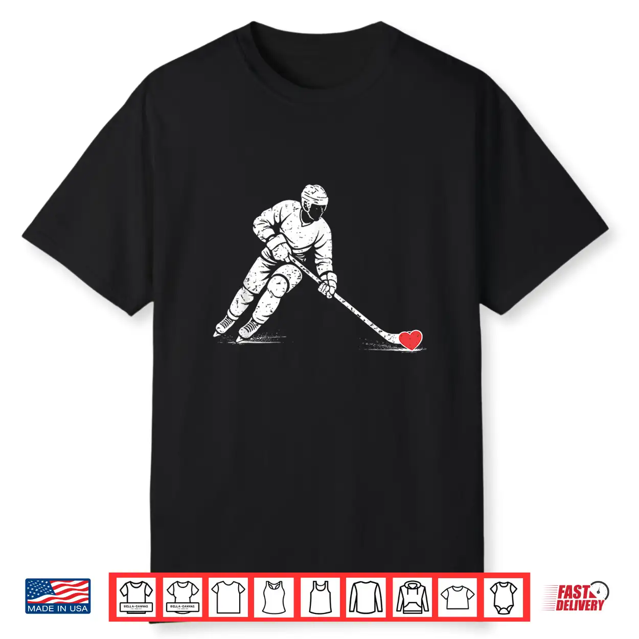 Valentines Day Ice Hockey Silhouette Heart Love Men Boys Shirt Valentines Day Ice Hockey Silhouette Heart Love Men Boys Shirt