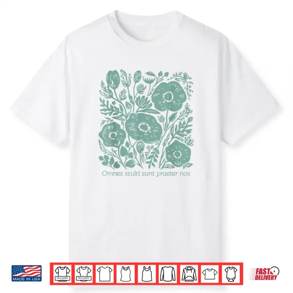 Vintage Botanical Latin Phrase Floral Design Shirt
