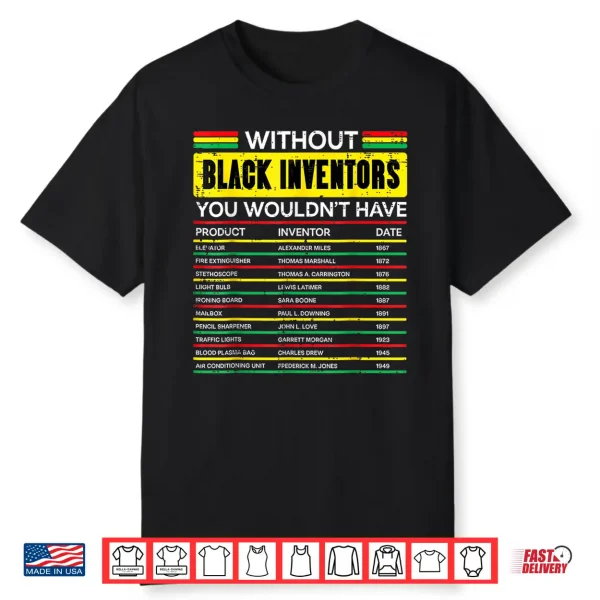 Without Black Inventors History Month African Men Women Kids Shirt