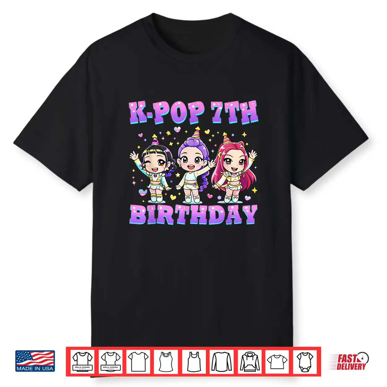 7 Years Old Birthday K Pop Kids 7Th Bday Girls K Pop Shirt 7 Years Old Birthday K Pop Kids 7Th Bday Girls K Pop Shirt