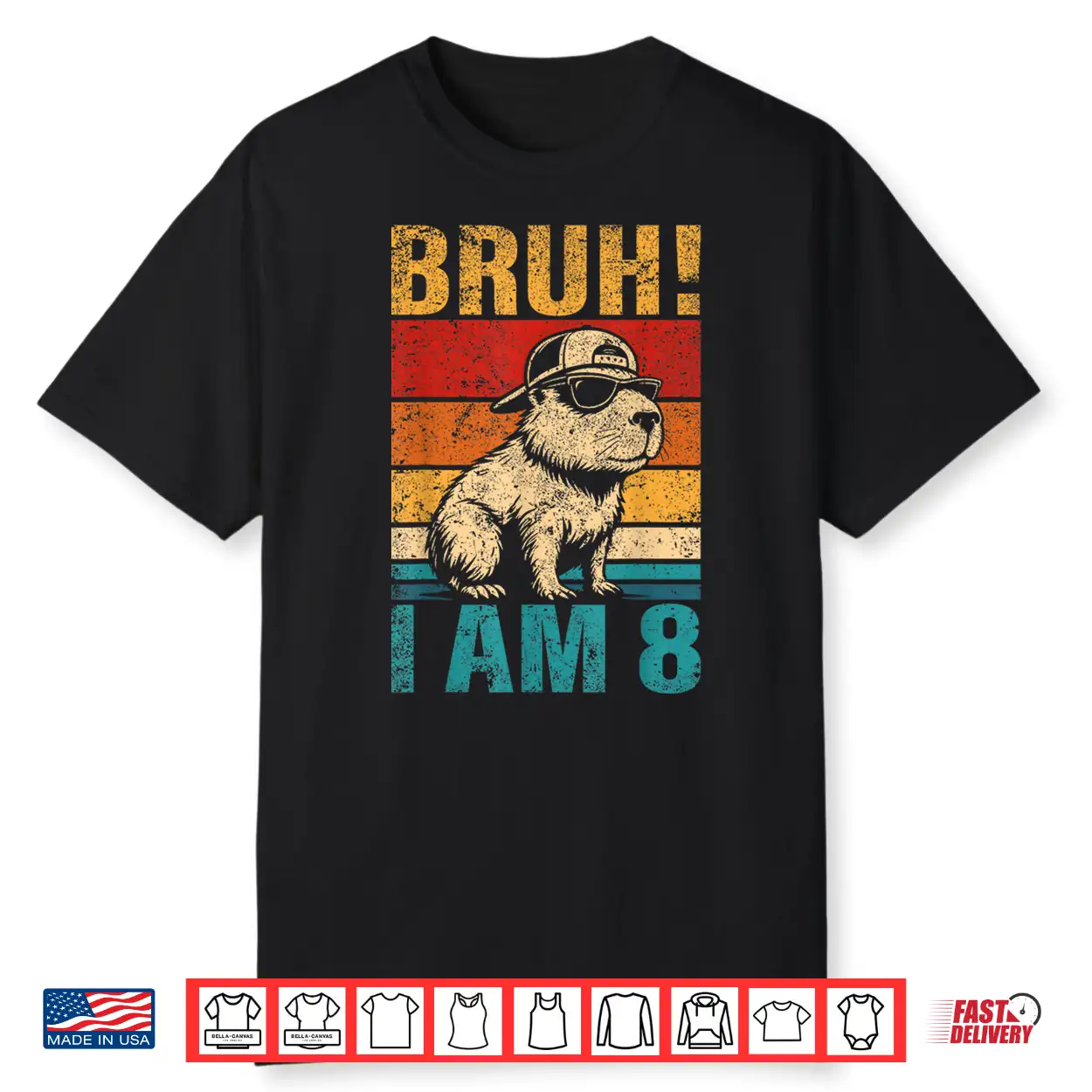 8 Year Old Birthday Boy Capybara Bruh It’S My 8Th Birthday Shirt 8 Year Old Birthday Boy Capybara Bruh It’S My 8Th Birthday Shirt