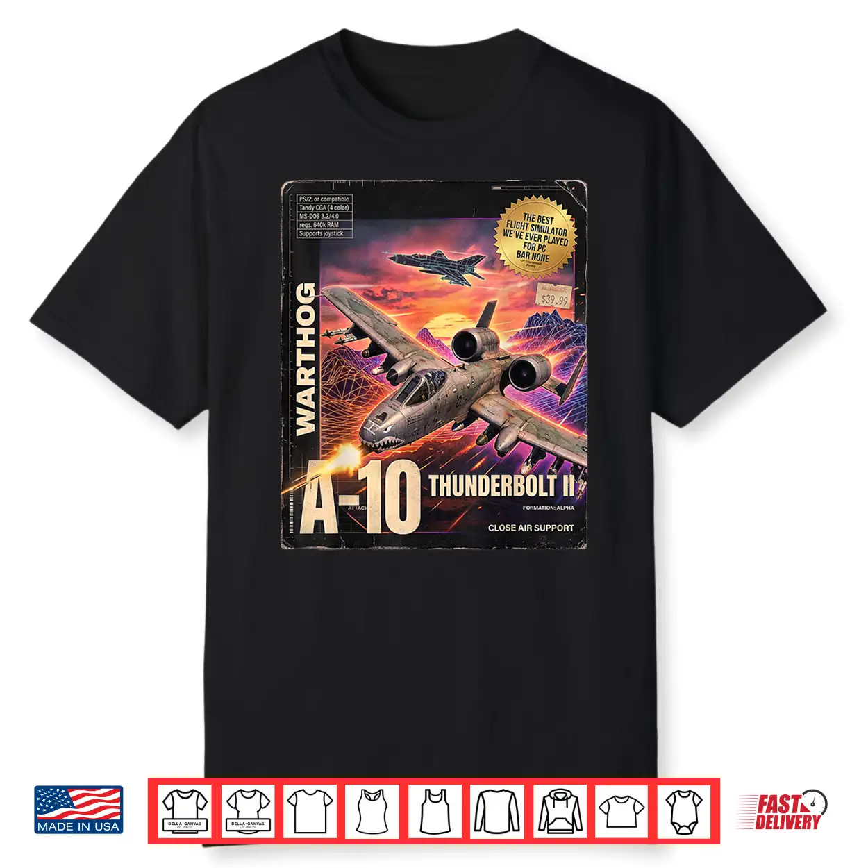 A 10 Warthog Fictional Pc Game Box Front And Back Y2K Style Shirt A 10 Warthog Fictional Pc Game Box Front And Back Y2K Style Shirt