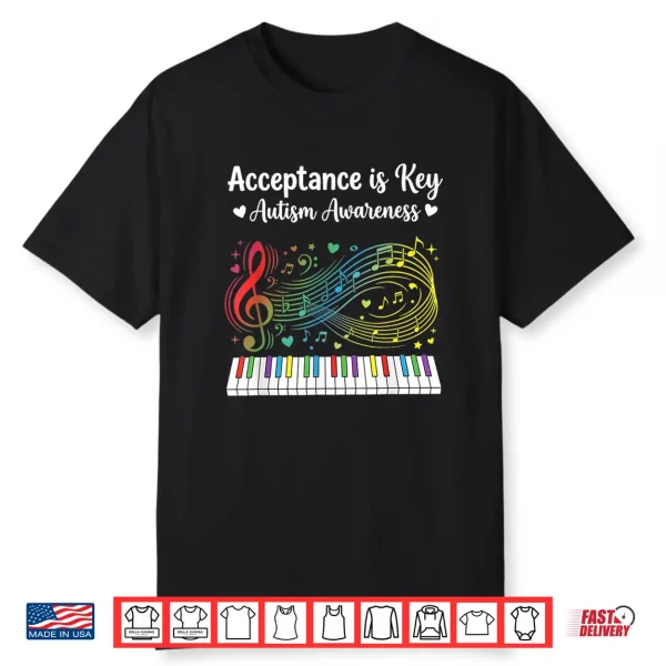 Acceptance Is Key Autism Awareness Music Piano Professional Shirt