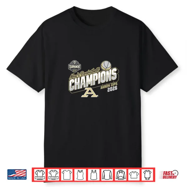 Akron Zips Men’S Basketball Mac Champs 2026 Navy Shirt