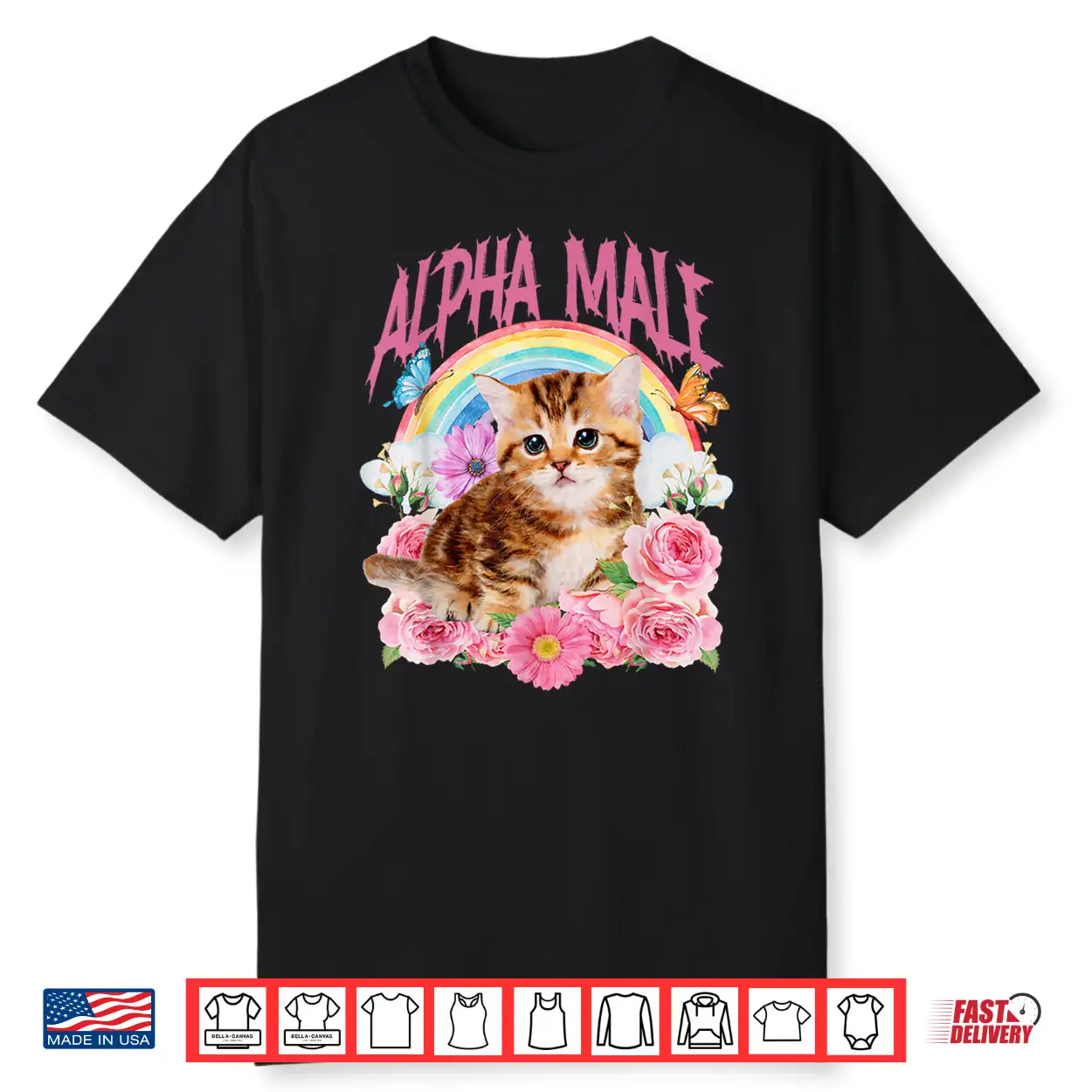 Alpha Male Funny Cat Kitten Rainbow Floral Shirt Alpha Male Funny Cat Kitten Rainbow Floral Shirt