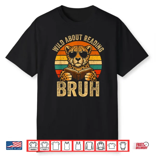Animal Print Clothes Wild About Reading Bruh Kids Book Lover Shirt