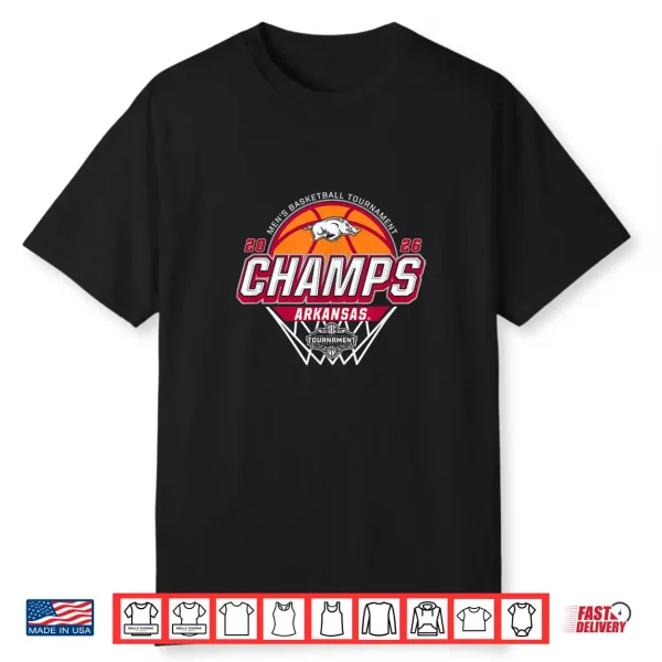 Arkansas Razorbacks Men’S Basketball Sec Champs 2026 Black Shirt