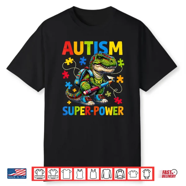 Autism Is My Superpower Dino T Rex Puzzle Professional Graphic Shirt